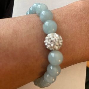 New Aquamarine & Crystal Stretch  Bracelet